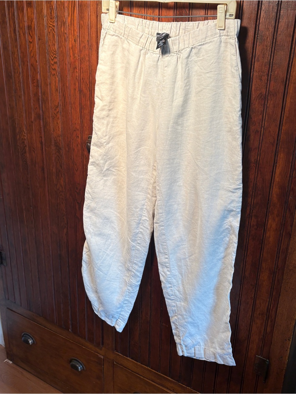 Lord & Taylor Lightweight Linen Pants - Cream